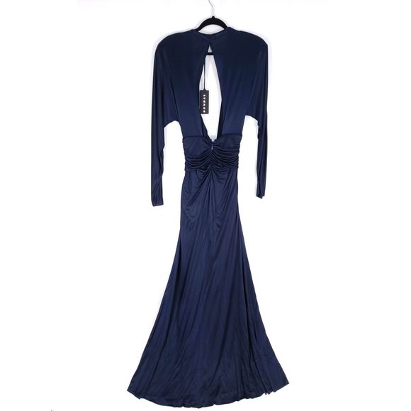 Dundas Twisted Cutout Long Sleeve Front Slit Gown - Picture 6 of 8